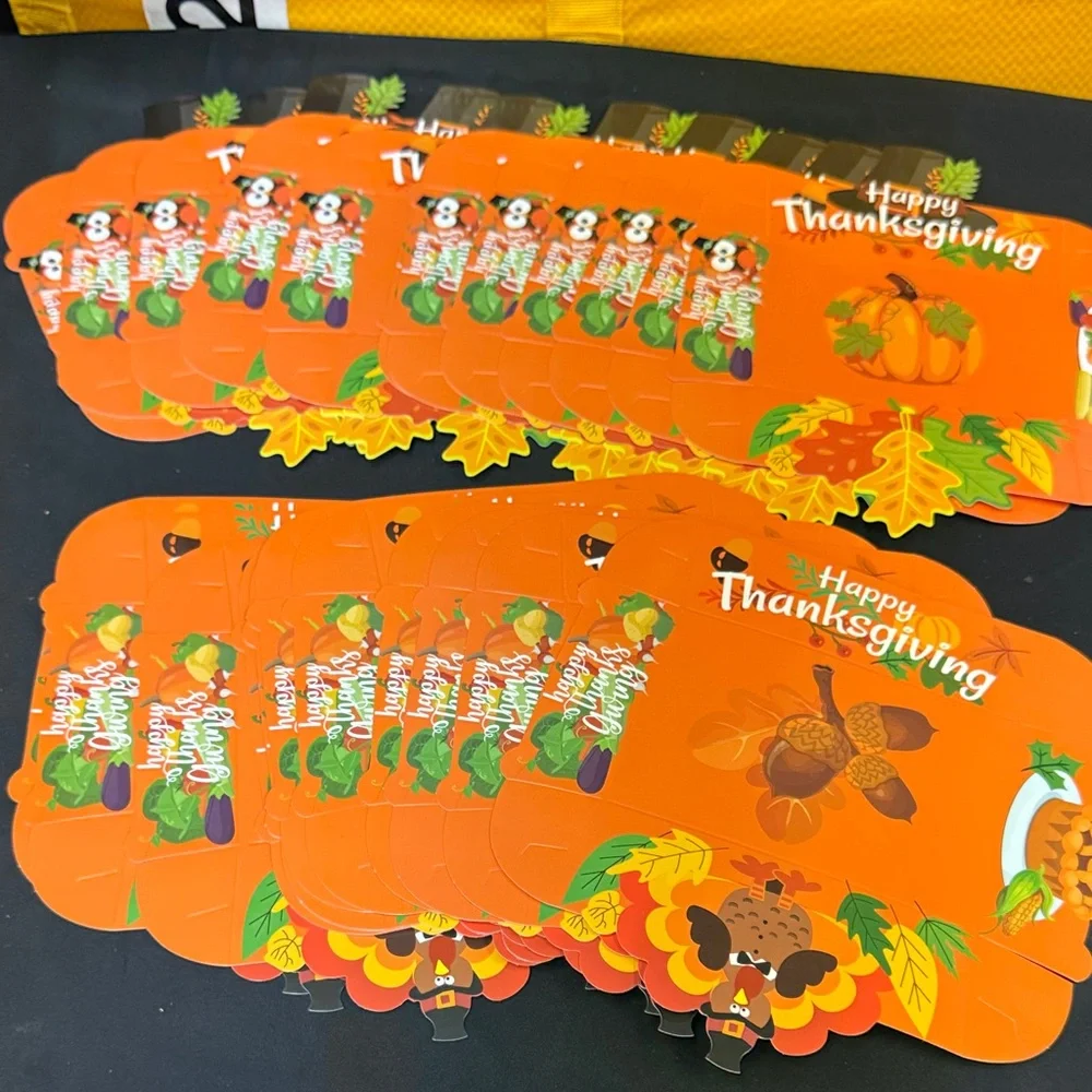 24 pack party trays Thanksgiving Themed Party Plates - Orange 12 of each design